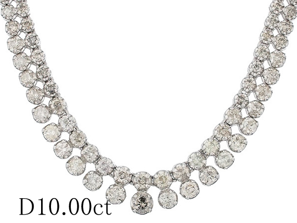 ダイヤモンド/10.00ct 2重デザイン ネックレス K18WG