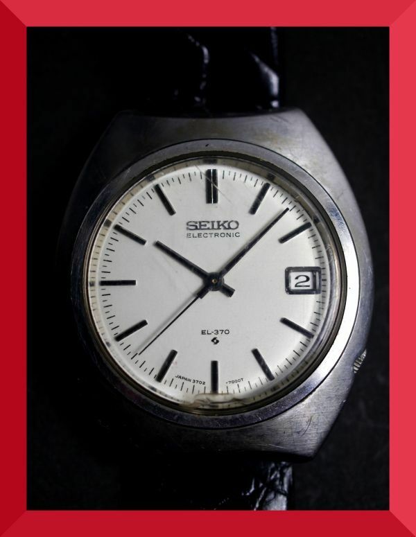 セイコー SEIKO ELECTRONIC EL-370 3針 デイト 3702-7000 男性用 メンズ 腕時計 W375