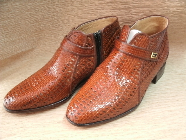 24.0　メッシュショートブーツ　キャメルブラウン　革底　紳士靴　革靴　夏用　ビジネス