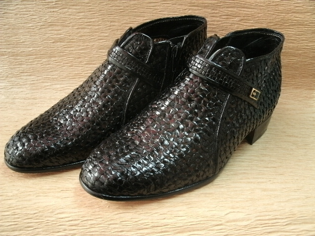 27.0　メッシュショートブーツ　黒　革底　紳士靴　革靴　夏用　ビジネス