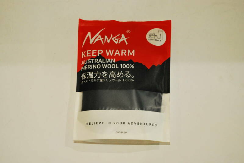 NANGA KEEP WARM AUSTRALIAN MERINO WOOL 100% MEN'S BOTTOM Size:L Color:BLACK