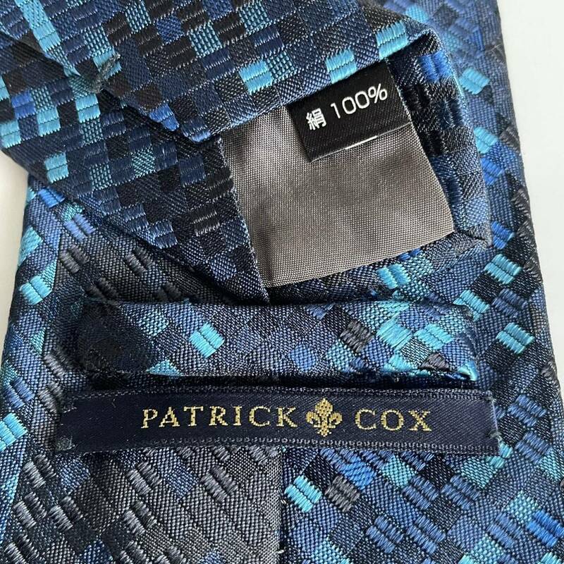 パトリックコックス(PATRICK COX) 黒青マイクロスクエアネクタイ