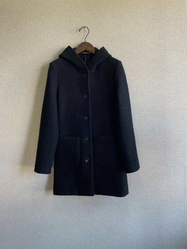 【美品】Aissa PARIS アイッサ 暖かいコート ウール系 黒ブラック レディース女性用 Sサイズ相当