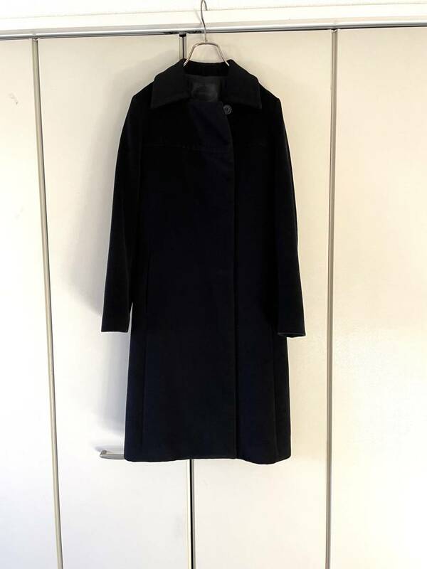 【美品】アンタイトル UNTITLED アンゴラ混ウール ロングコート サイズ2 黒ブラック レディース 暖かい防寒着 