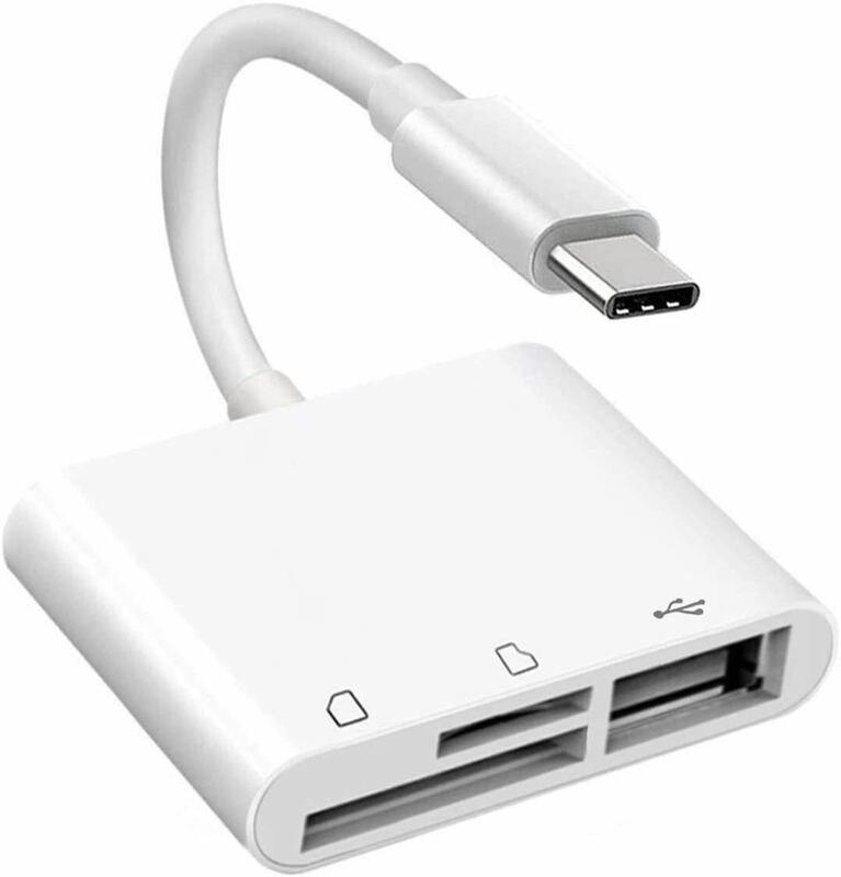 USB type C to SD/TF カードリーダー3in1 アダプターSD TFカードリーダー OTGアダプター iPad Pro MacBook Pro/Air ChromeBook Samsung