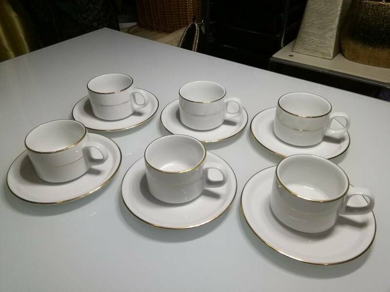  未使用保管品 Noritake 古い ノリタケ ゴールドラインカップ＆ソーサー6客セット レトロ ビンテージ