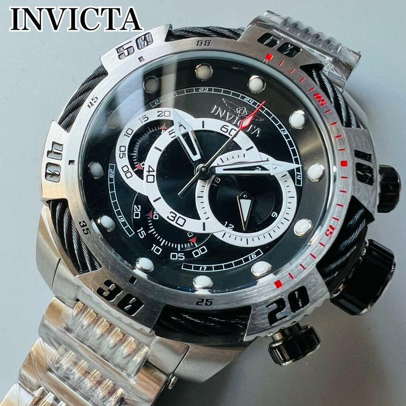 INVICTA インビクタ 腕時計 メンズ シルバー 新品 クォーツ 電池式 クロノグラフ 銀 ブランド 専用ケース付属 重量 スピードウェイシリーズ