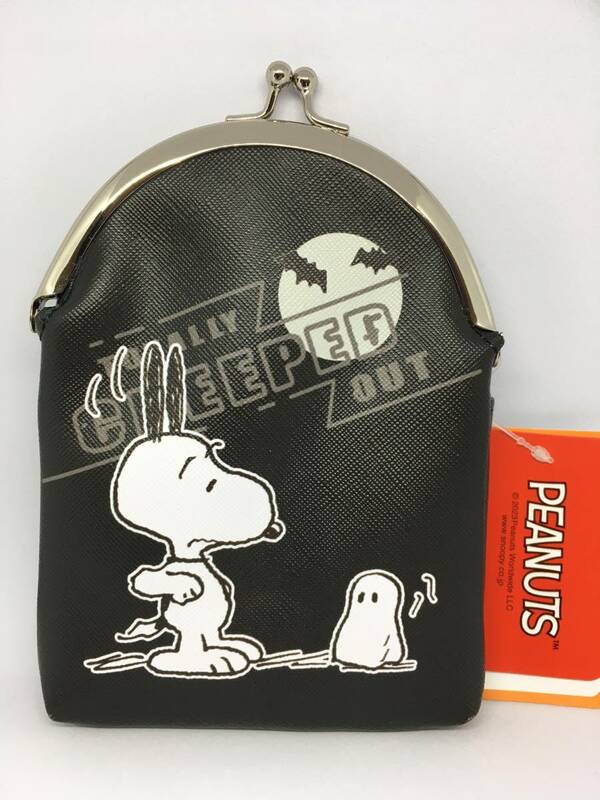 PEANUTS★スヌーピー　がま口ポーチ☆彡　おばけ　ブラック☆　マルチケース　新品　SNOOPY