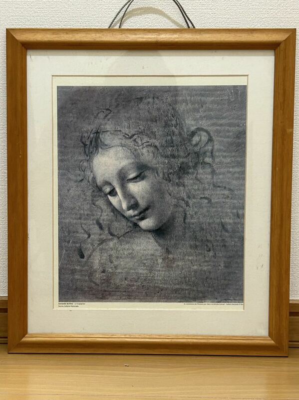 ほつれ髪の女性 レオナルド・ダ・ヴィンチ 1508年頃 パルマ国立美術館 複製画印刷物 木製額装 57