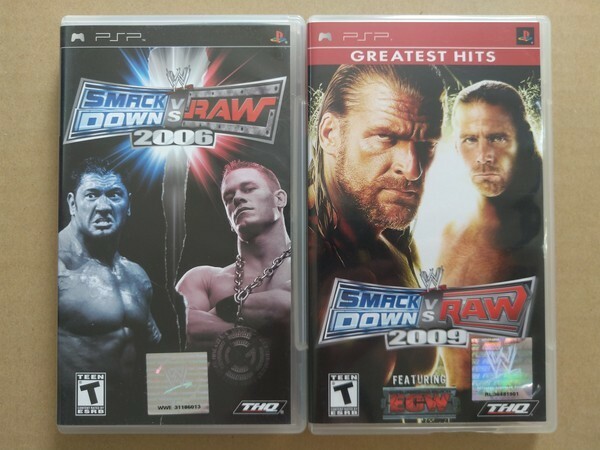 PSP WWE Smackdown vs. Raw 2006, 2009 2本 北米版 箱説あり