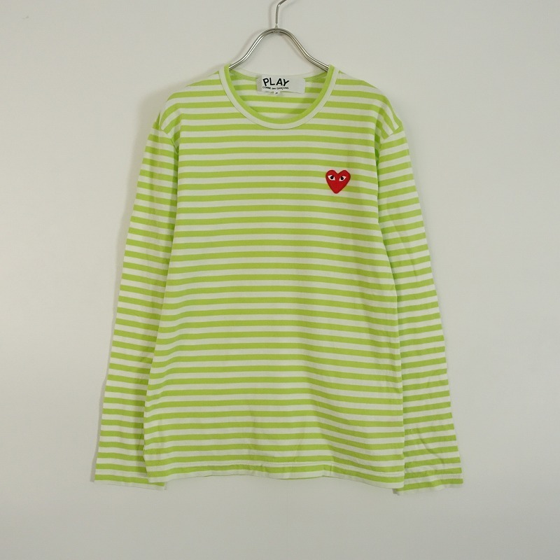 //【AD2022/1】コムデギャルソン PLAY COMME des GARCONS *ボーダーカットソー*Sコットン綿ワッペンTシャツ(1-2310-396)【70K32】