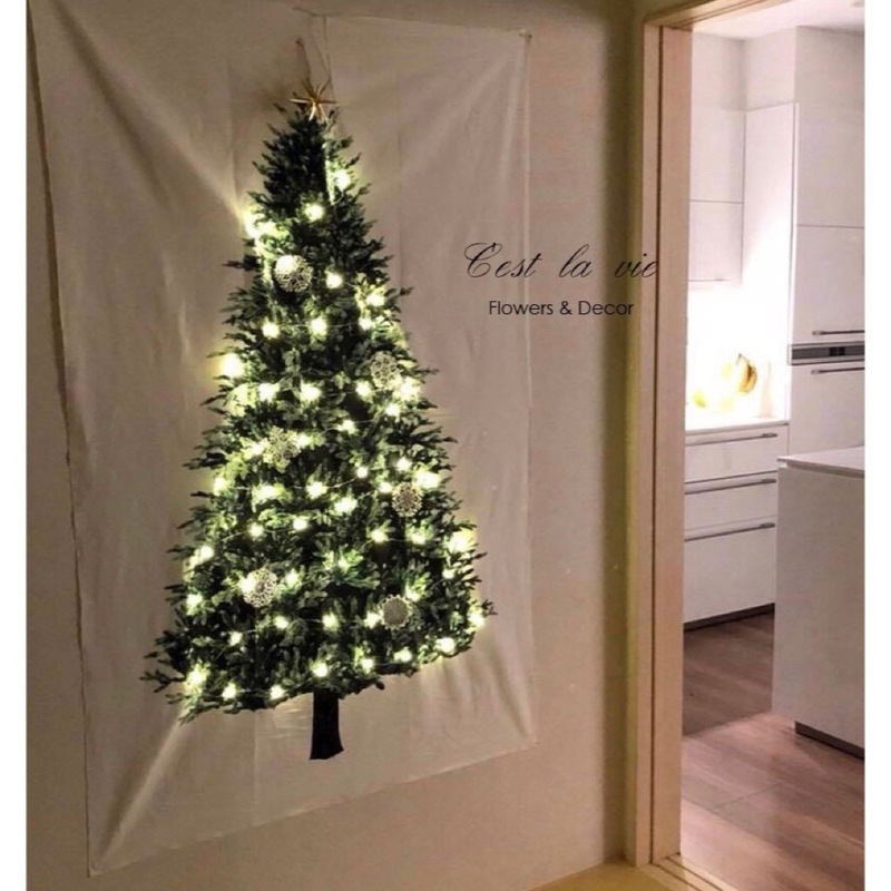 クリスマスツリー　タペストリー　ライト付70灯　インテリア　壁掛け　北欧風　新品　LED おしゃれ　匿名配送　送料無料　人気　パーティー
