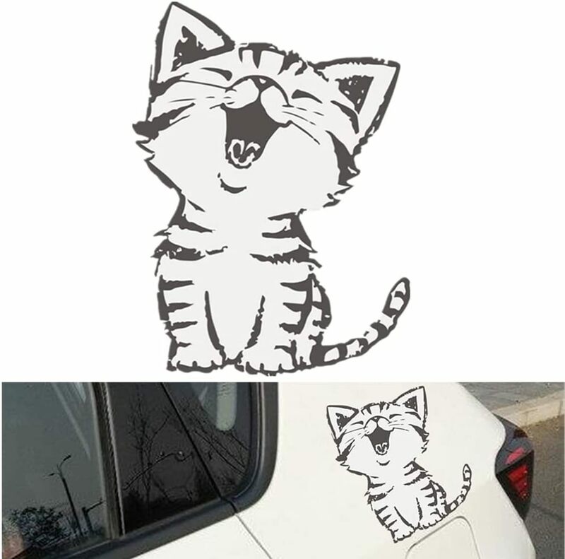 1 UNIQOCK 車用デカールウィンドウステッカー-ラップトップステッカー-猫ウィンドウ電話ステッカー かわいい猫の車のステッカ