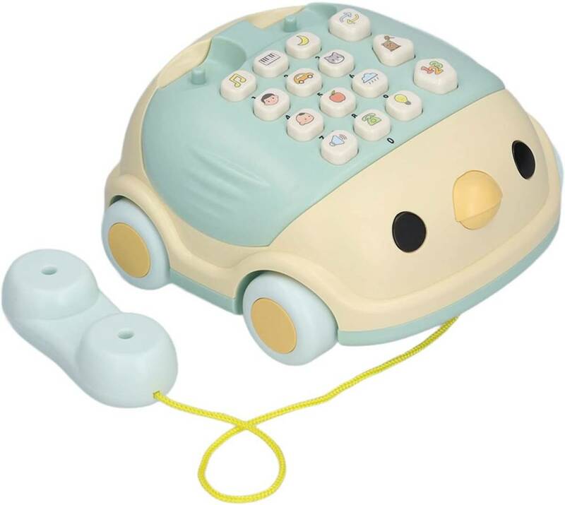 緑 Lecxin シミュレートされた固定電話のおもちゃ、3歳以上の早期教育のためのソフトライト2モードの赤ちゃんの電話のおもちゃ(