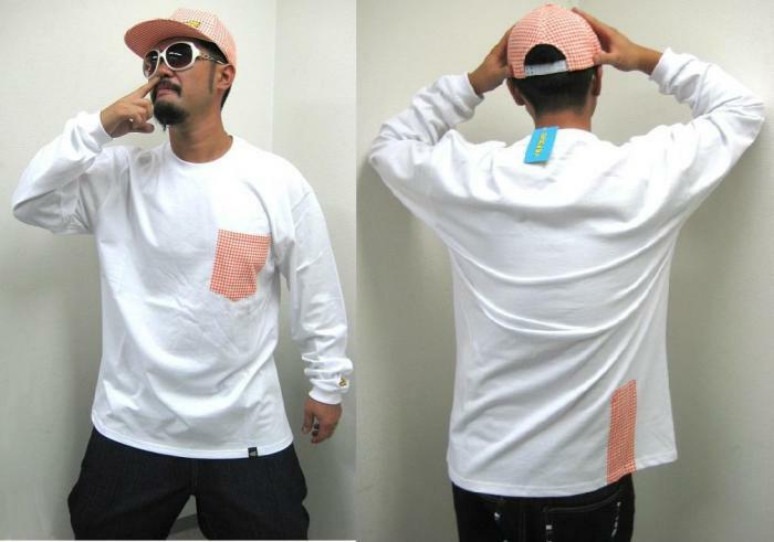 E28) CheddaClothingギンガムチェックロンT&キャップセット XXLサイズ HIPHOP ダンサー ダンス Bボーイ 大きいサイズ