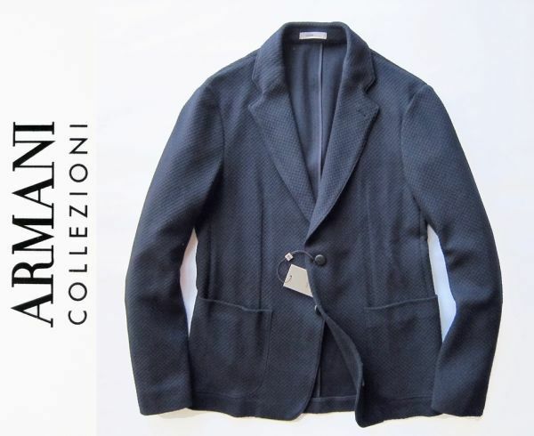 ◆本物◆ARMANI COLLEZIONI◆上質 W凹凸織2釦ジャケット濃紺50 新品