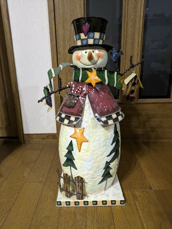 クリスマス 置物 レトロ スノーマン 雪だるま 飾り ブリキ クリスマスオーナメント 高さ約54cm 人形