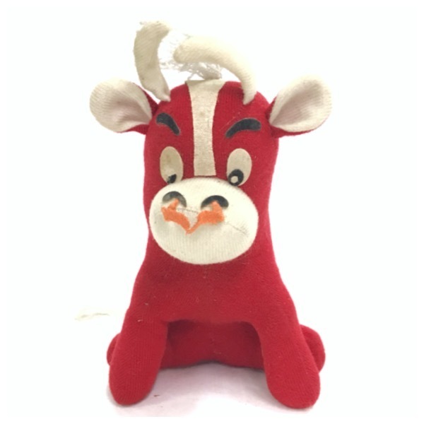 ぬいぐるみ 牛 赤 レッド RED 動物 ビンテージ アンティーク インテリア小物 ウシ レトロ オールド ヴィンテージ おもちゃ animal D-594