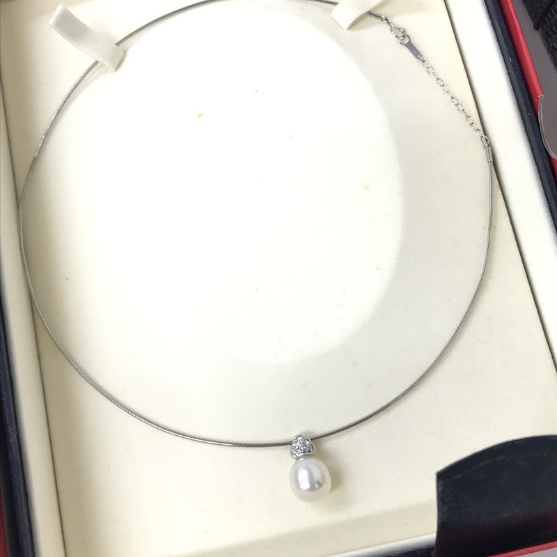 美品 TASAKI 田崎真珠 K18WG 真珠 パールネックレス ダイヤ パール直径 約10.6mm