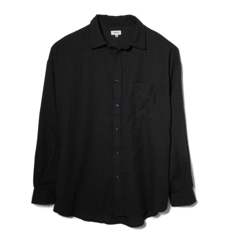 【新品】ネルシャツ 無地 ルーズフィット■4L（3XL）サイズ / BLACK■ブラック黒 ビッグシルエット フランネル ソリッドカラー ネル81300