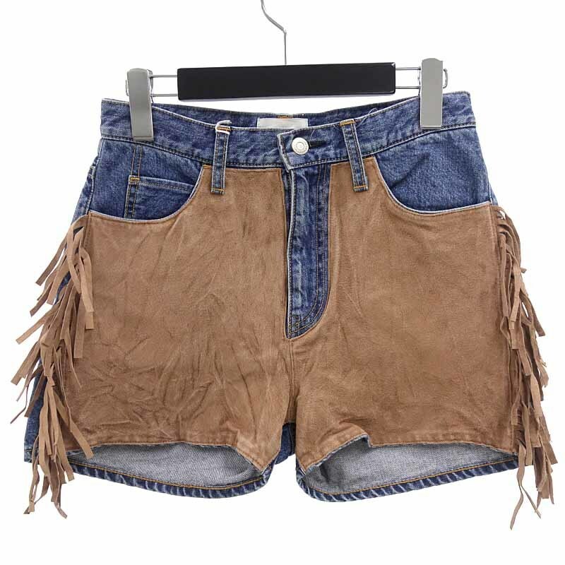 【特別価格】HOLIDAY SUEDE×DENIM FRINGE SHORT PANTS ショート パンツ