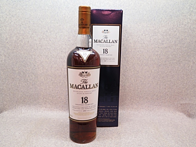 ★☆【古酒】MACALLAN 18YEARS OLD WHISKY マッカラン18年 ハイランド シングルモルト スコッチウイスキー 700ml 43% 未開栓 ot☆★