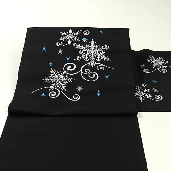 和遊館 即決ona3916 西陣織 大光 刺繍 九寸 名古屋帯 仕立て付き クリスマス 雪の結晶