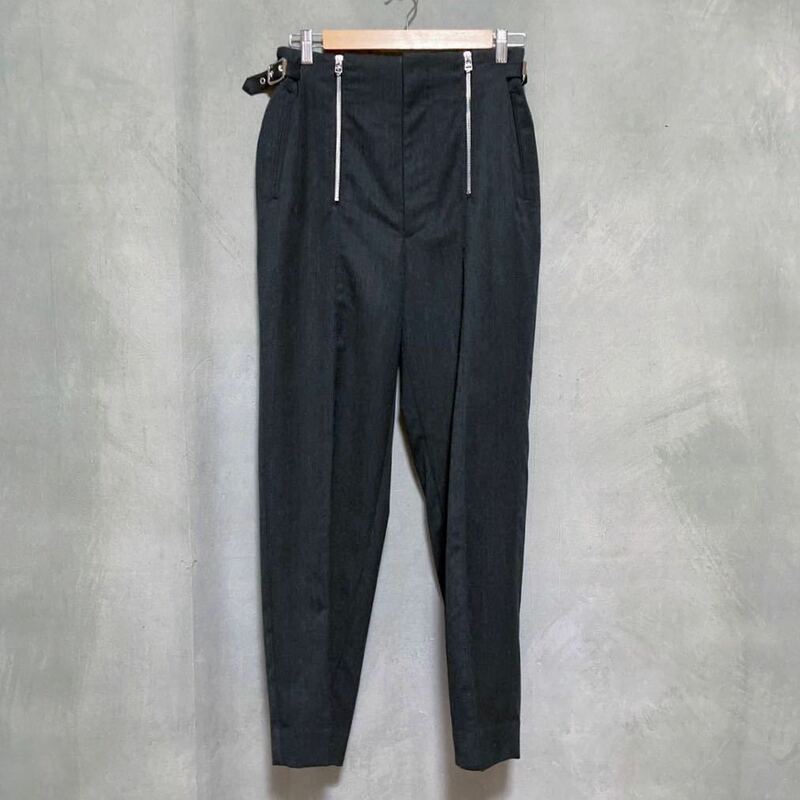 JOHN LAWRENCE SULLIVAN ジョンローレンスサリバン Wool tapered zip trousers ジップ スラックスパンツ size.46 (M) グレー 2A004-0122-11