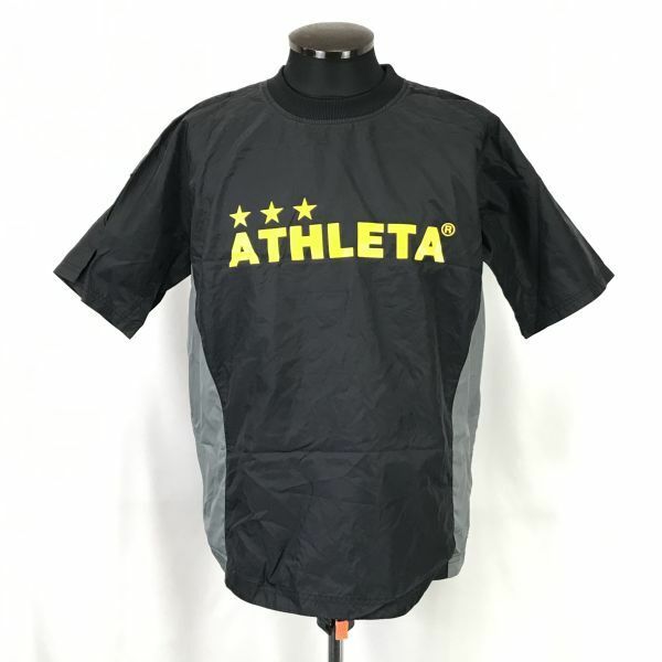 アスレタ/ATHLETA★サッカー/フットサル/半袖ナイロンシャツ/ピステ【メンズL/黒×グレー/black×gray】Tops/Shirts◆BH360