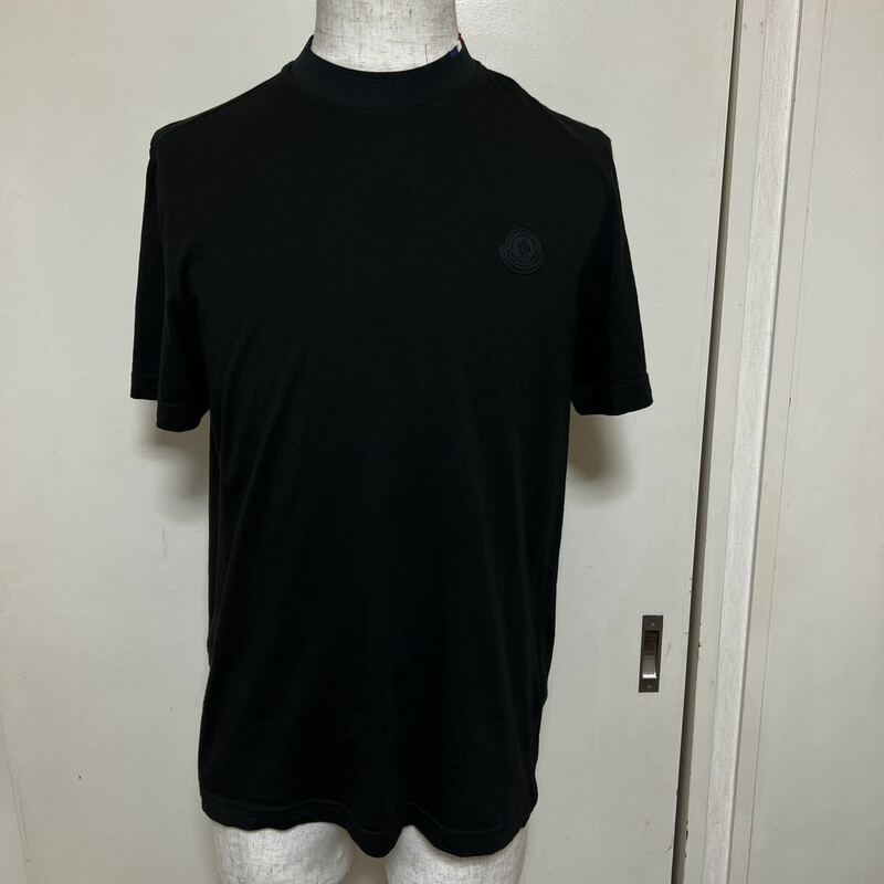 【美品】MONCLER モンクレール ダブルクルーネック ブラックワッペン Tシャツ size S ブラック メンズ