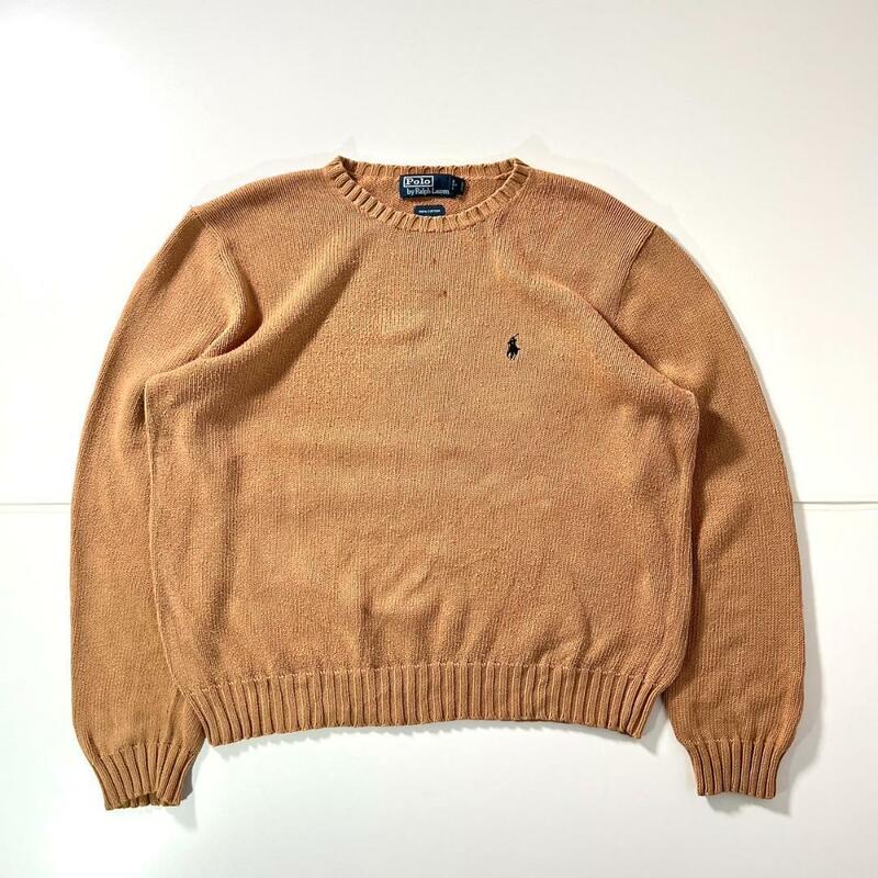 90s polo ralph lauren コットンニット クルーネック 古着