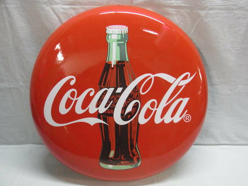 【A】★美品★コカ・コーラ 看板 丸型 直径約49.5cm 金属製 ホーロー看板 琺瑯 レトロ 広告 コカコーラ Coca Cola ビンテージ 当時物★120