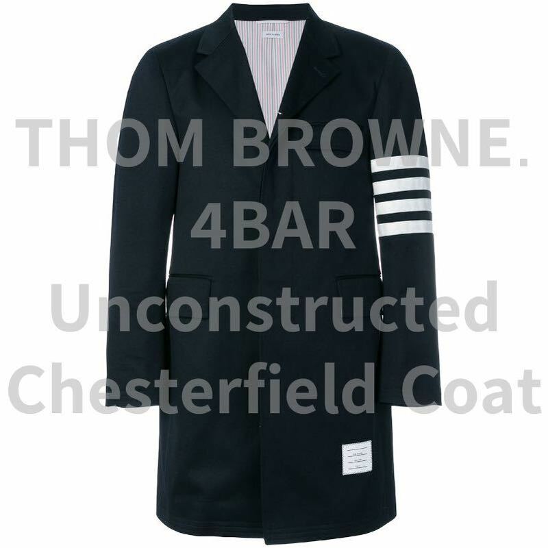 定価以下即決 トムブラウン THOM BROWNE クラシック アンコン 4BAR Unconstructed Chesterfield Coat チェスターフィールドコート ネイビー