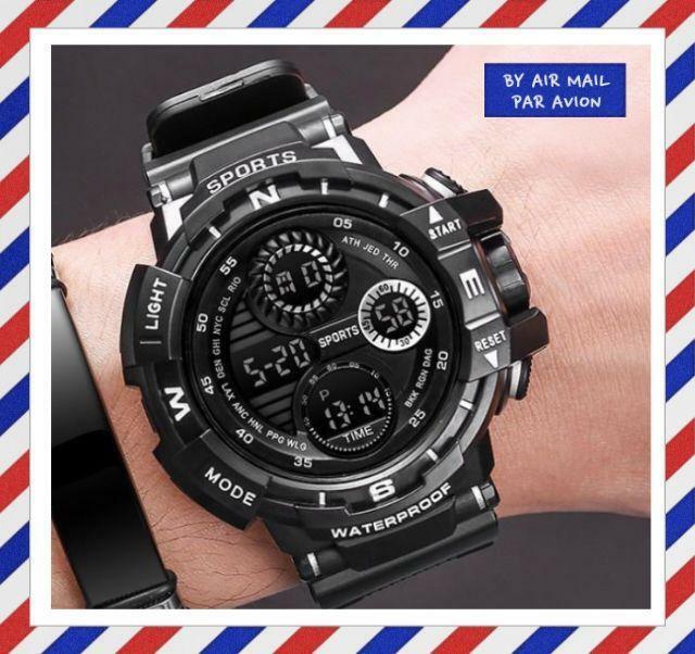 【腕時計】809 スポーツ ブラック デジタル 多機能 LED