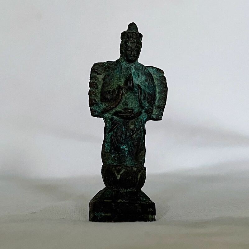 江戸時代 古仏 仏像 懐中仏 念持仏 千手観音 牛 古銅 Antique Buddha portable statue, 18th or 19th