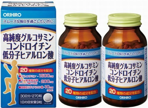 2瓶(60日分)　オリヒロ 高純度グルコサミンコンドロイチン低分子ヒアルロン酸 270粒　活動的でいたい方、スムーズな生活を続けたい方に。