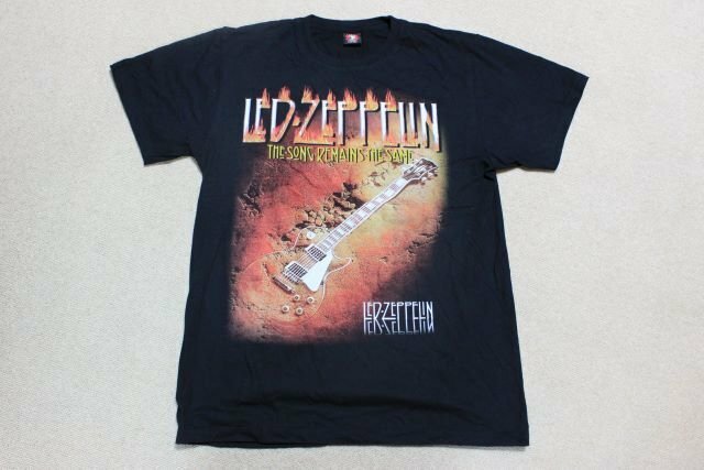 ▽♪ Rock Yeah Led Zeppelinレッドツェッペリン プリント半袖Tシャツ バンT ブラック