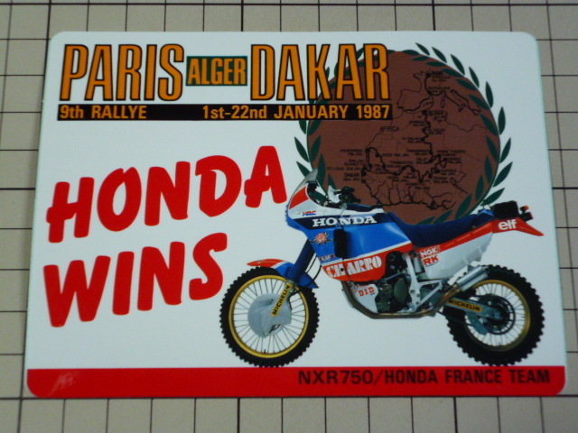 正規品 1987 PARIS ALGER DAKAR NXR750 HONDA FRANCE TEAM ステッカー 当時物 です(125×92mm) パリ アルジェ ダカールラリー パリダカ