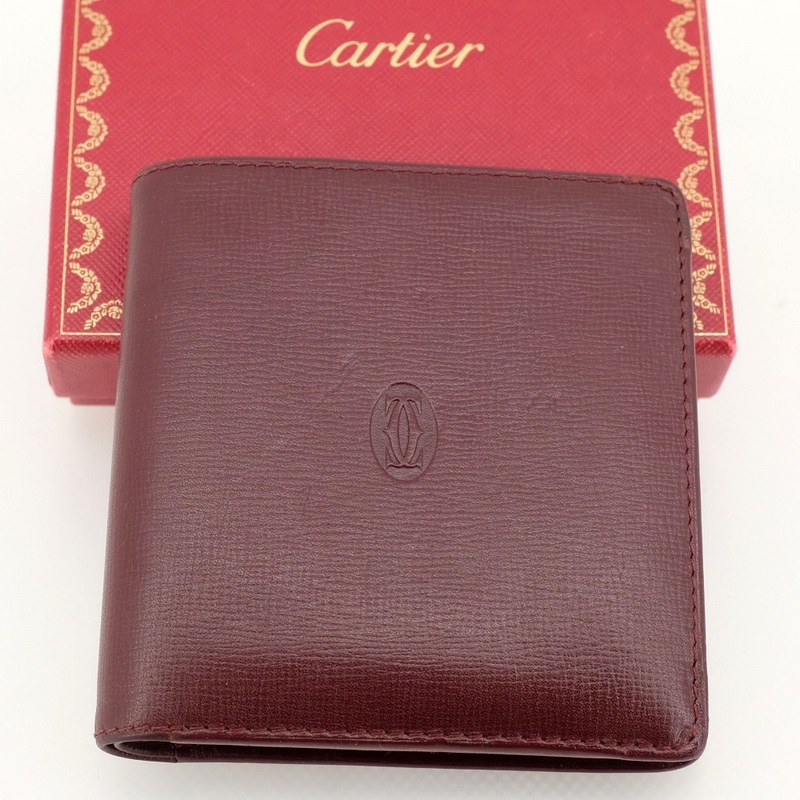 Cartier カルティエ マストライン 二つ折り財布（小銭入れあり） カーフ ボルドー 箱 ギャランティカード