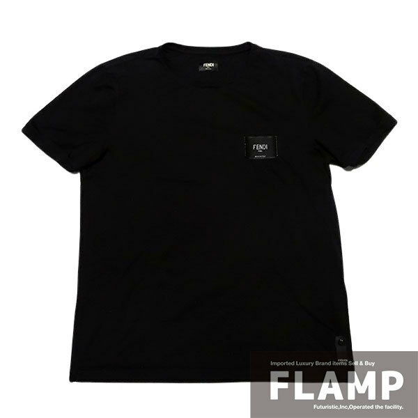 FENDI フェンディ ロゴワッペン 半袖Tシャツ サイズXL ブラック メンズ ファッション【中古】