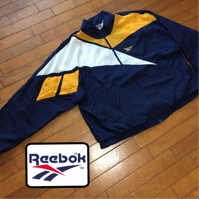 ☆【 Reebok 】★ 90's ビッグサイズ ナイロン切り替え スポーツジャケット★サイズ2XL