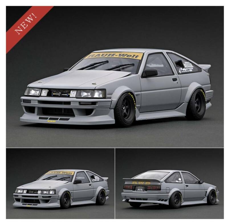 未開封新品/Ignition限定モデル「IG2607 1/18 TYOTA RWB AE86 Matte Gray トヨタカローラレビン」15インチスポークホイールローダウン仕様