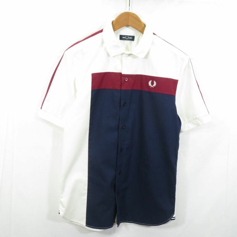 FRED PERRY パッチワーク 半袖シャツ sizeS/フレッドペリー 　1104