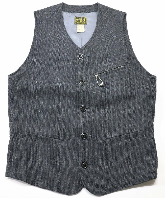 cushman (クッシュマン) Cotton Wool Herringbone Vest / コットンウール ヘリンボーンベスト Lot 21177 美品 グレー size M