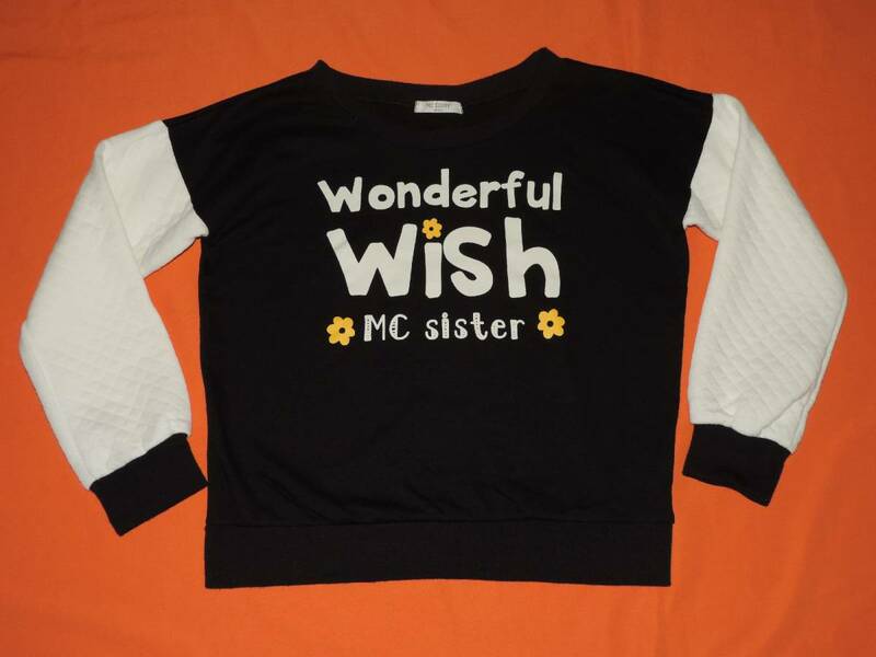 ☆Mc SisterのWishプリント黒×白の長袖トレーナー風☆１６０センチ☆