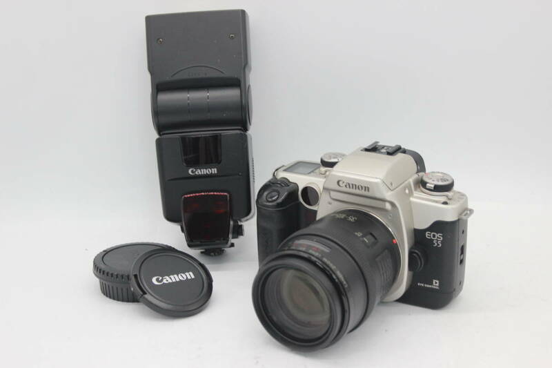 【返品保証】 キャノン Canon EOS55 Zoom EF 35-105mm F3.5-4.5 Speedlite 550EX ストロボ ボディレンズセット s3611