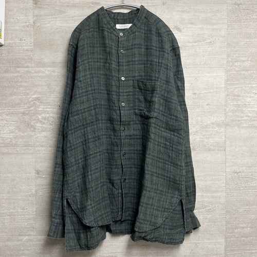 CONFECT コンフェクト リネンチェックシャツ 3size ディープグリーン 【中目黒07】