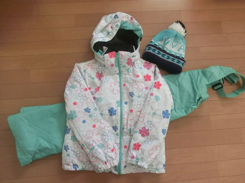 即決極美品◆PHENIX　フェニックス　スキースノボウエア上下　女の子１５０サイズ　調整機能付（135～155サイズ）クリーニング済　帽子付