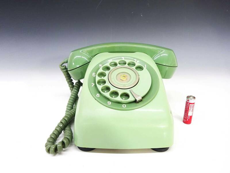 ◆(TH) 動作未確認 東芝 TOSHIBA ダイヤル式電話機 固定電話 600-A2 ケーブル付き グリーン 緑色 電化製品 古道具 当時物 昭和レトロ