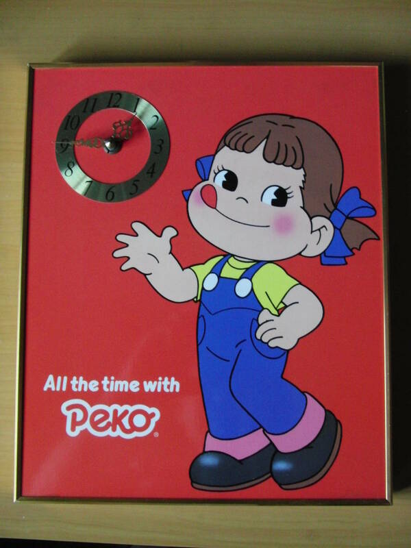 不二家　ペコちゃん　壁掛け時計　動作品　All the time with Peko